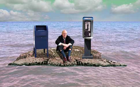 Guy waits for mail on island.
